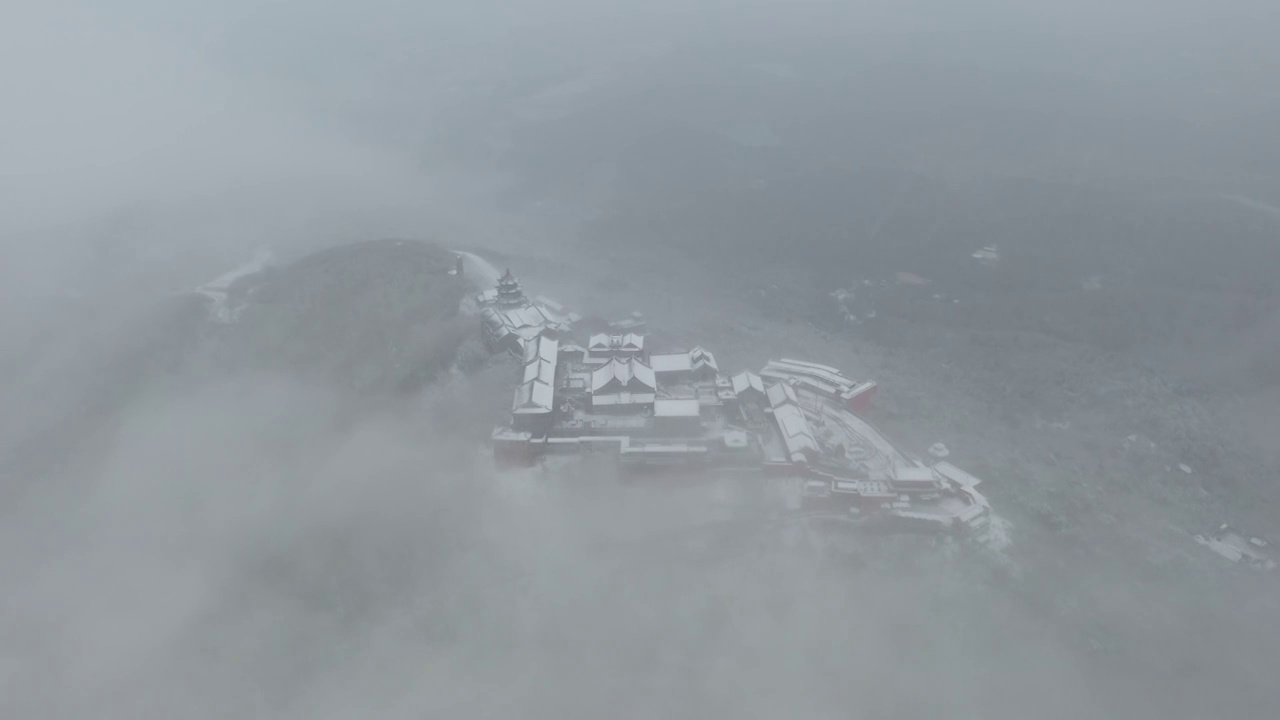 茅山下雪航拍视频素材