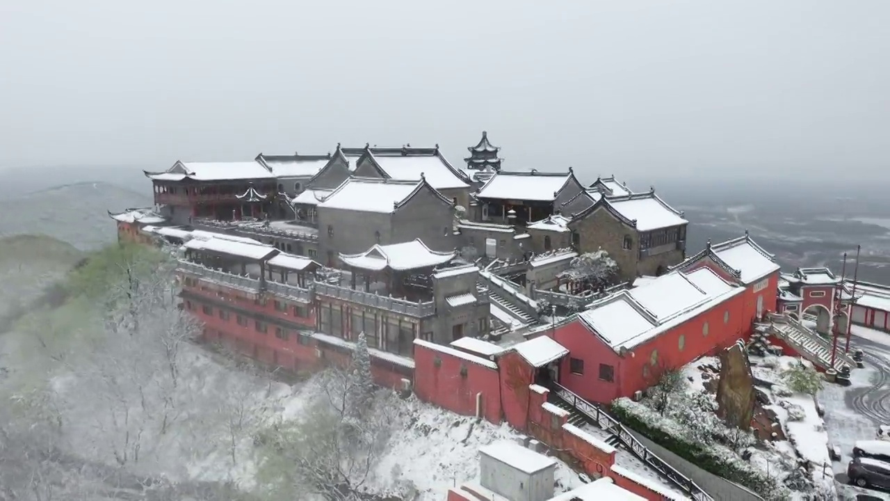 茅山下雪航拍视频素材