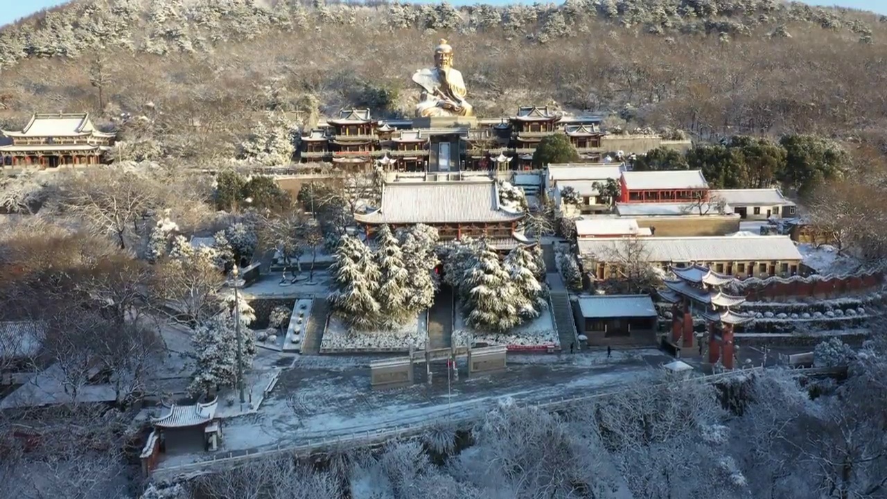 茅山下雪航拍视频素材