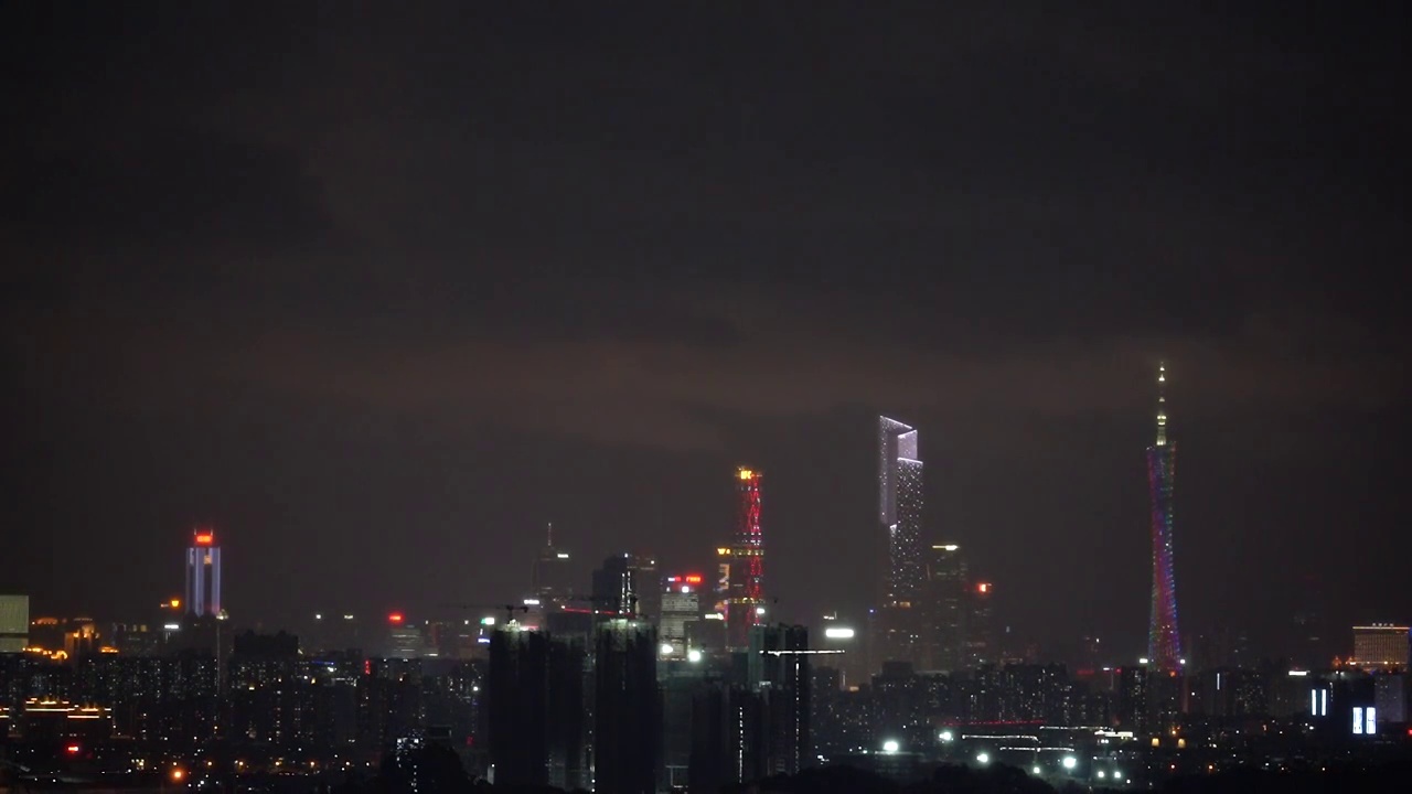 广州塔珠江新城天际线夜景视频素材