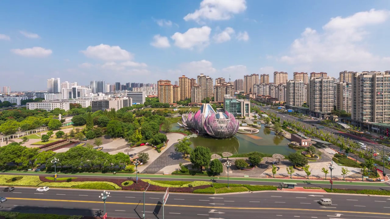 江苏常州市民广场莲花馆视频素材