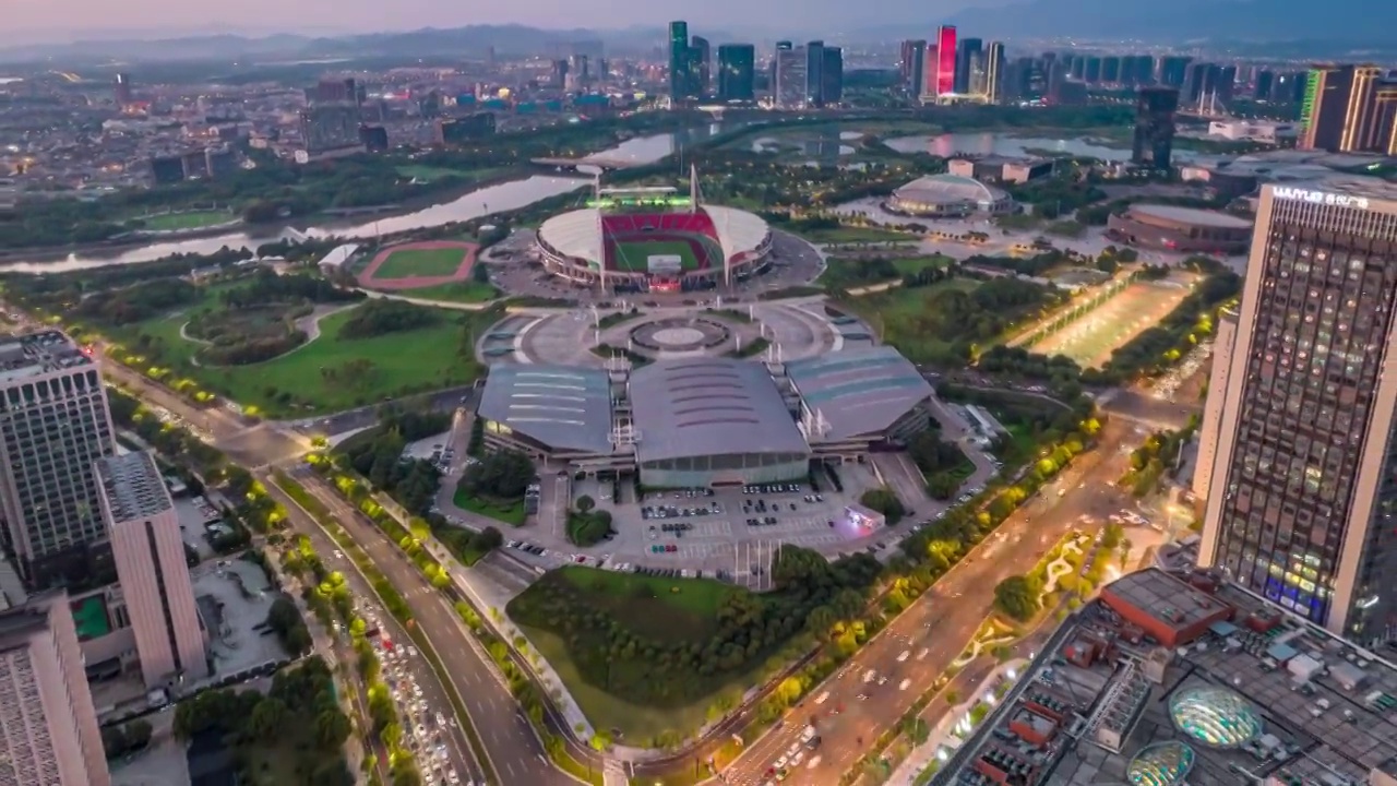 浙江义乌城市夜景车流风光4K航拍延时视频视频素材