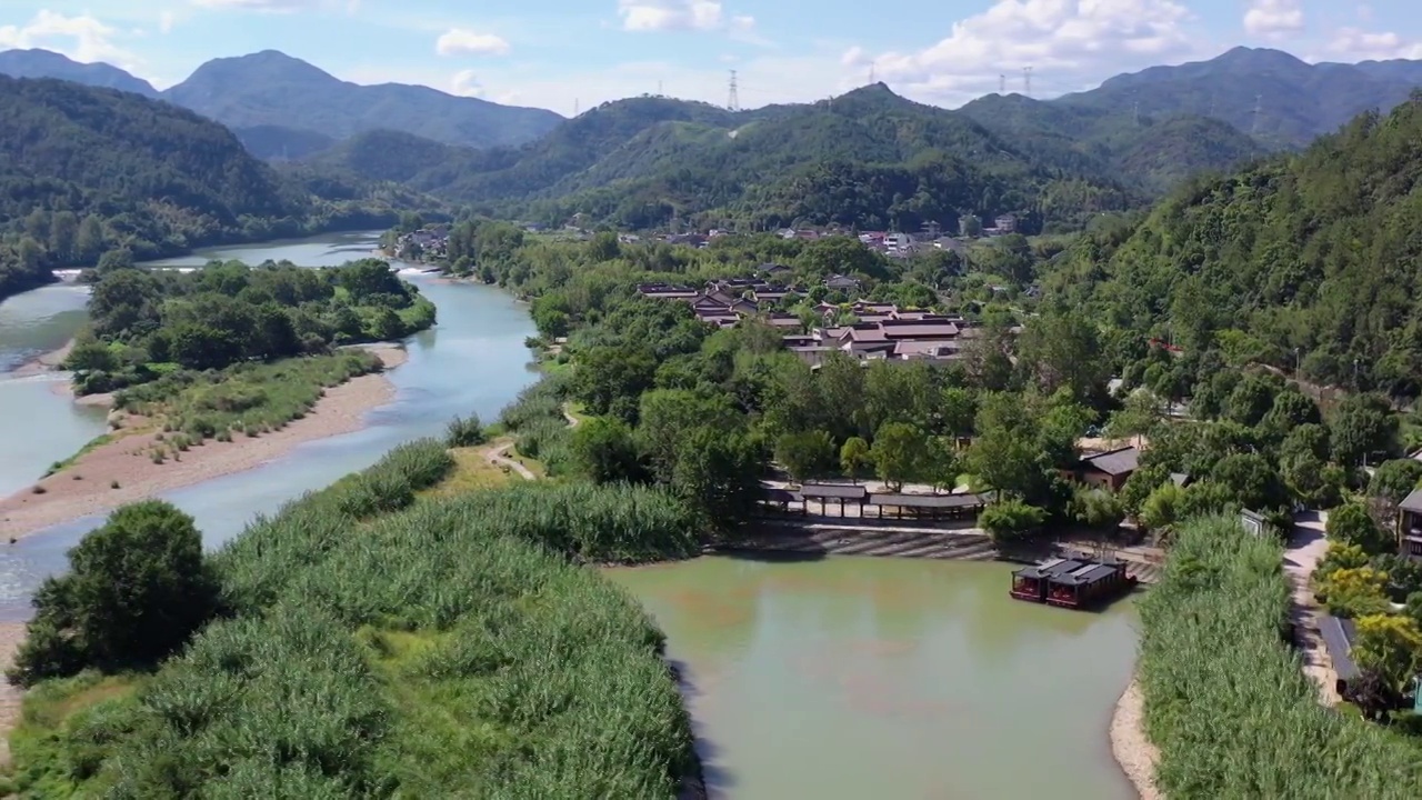 浙江丽水古堰画乡风光视频素材