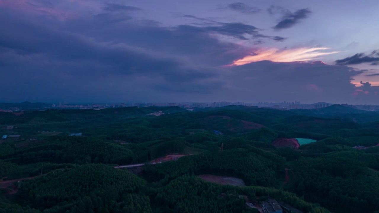 中国广西南宁青山夕阳晚霞航拍延时全景风光视频素材