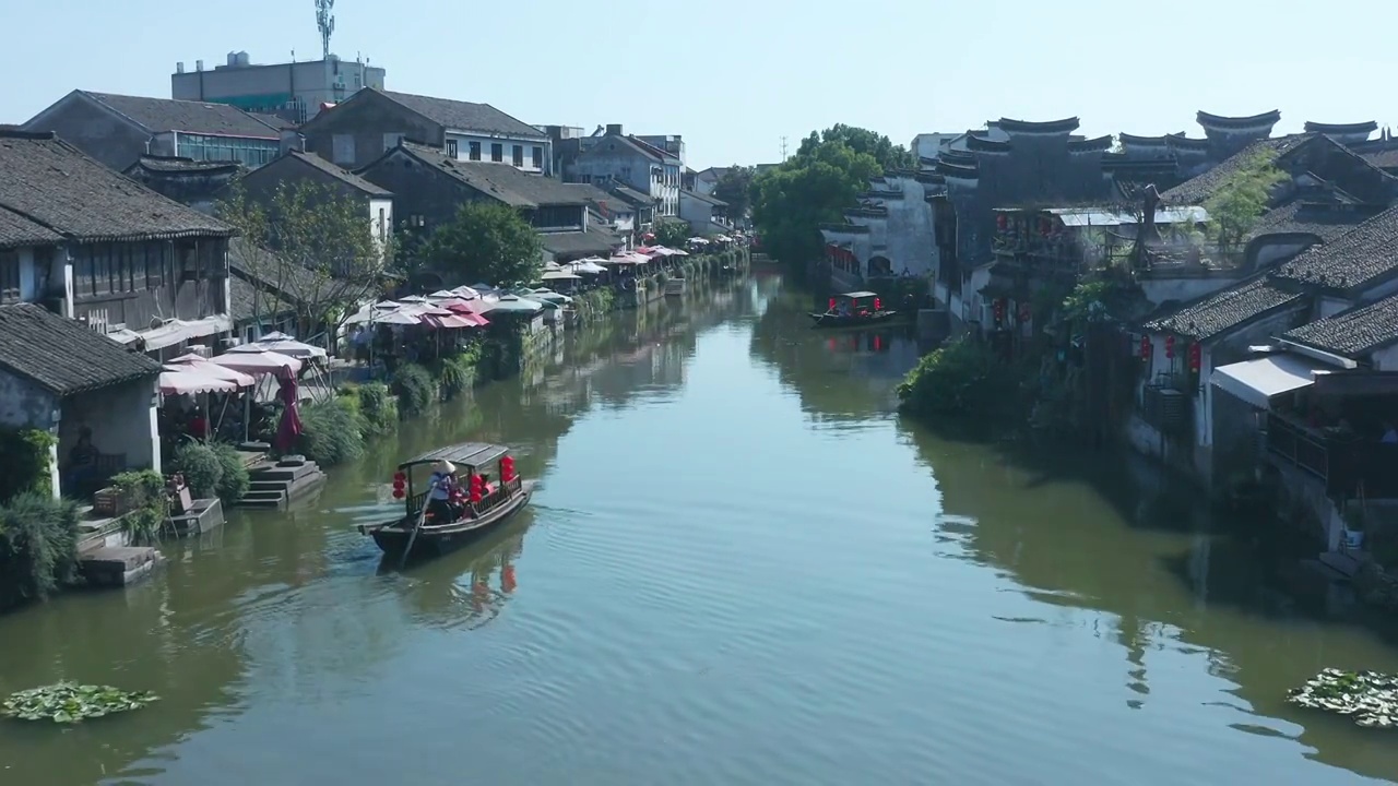 苏州震泽古镇航拍视频素材