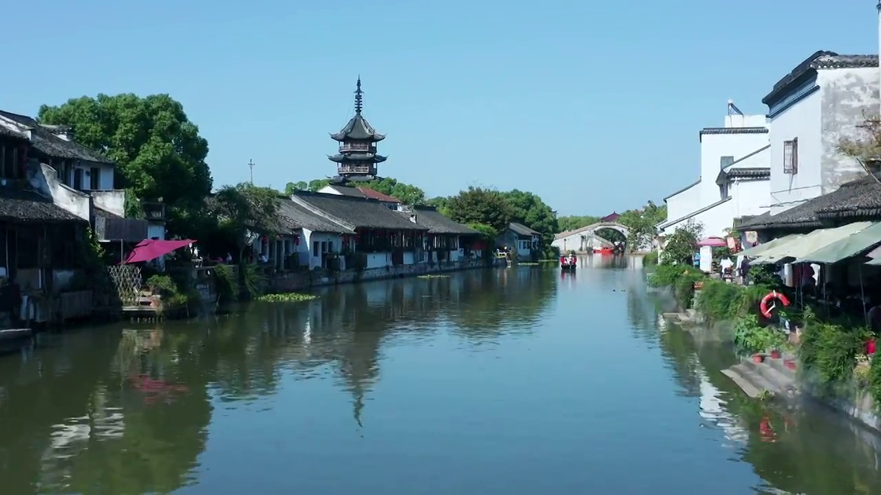 苏州震泽古镇航拍视频素材