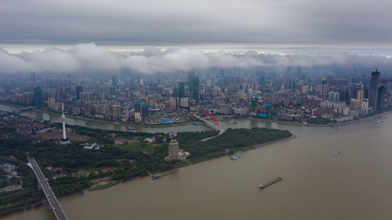 武汉平流雾航拍延时视频素材