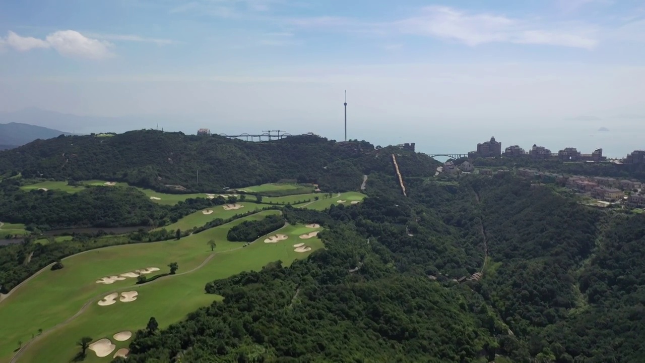 广东省深圳市盐田区东部华侨城大华兴寺航拍视频素材