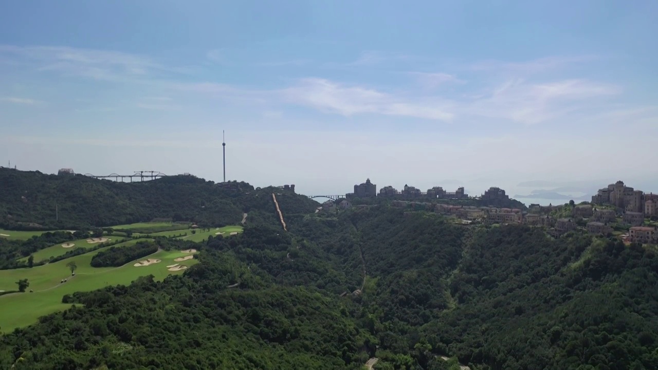 广东省深圳市盐田区东部华侨城大华兴寺航拍视频素材