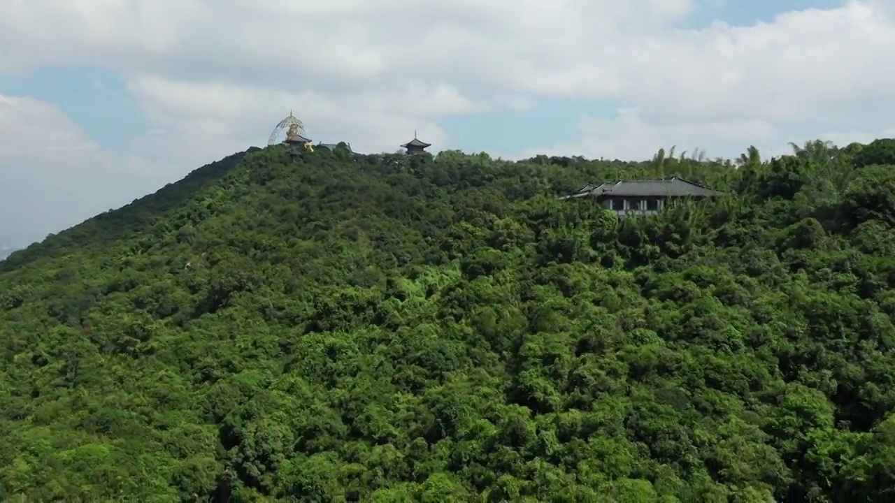 广东省深圳市盐田区东部华侨城大华兴寺航拍视频素材