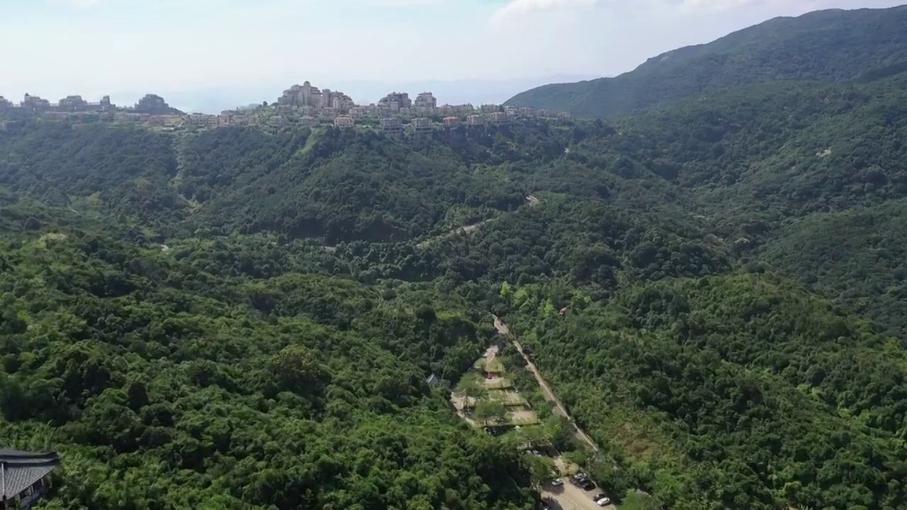 广东省深圳市盐田区东部华侨城大华兴寺航拍视频素材