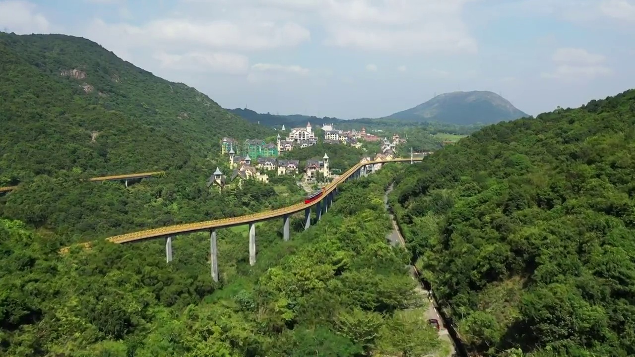 广东省深圳市盐田区东部华侨城大华兴寺航拍视频素材