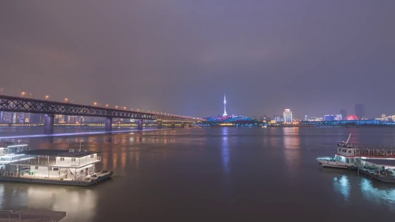 武汉长江大桥夜景视频素材