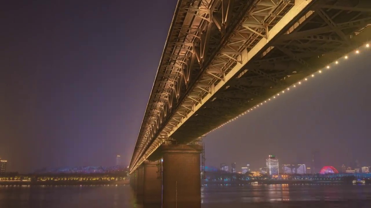 武汉长江大桥夜景延时视频素材