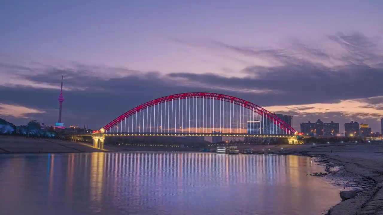 武汉晴川桥夜景延时视频素材