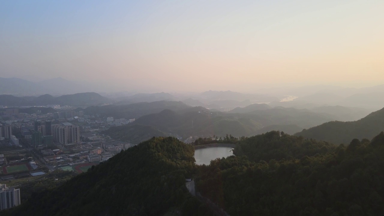 浙江丽水城区和山区风光大疆航拍视频素材