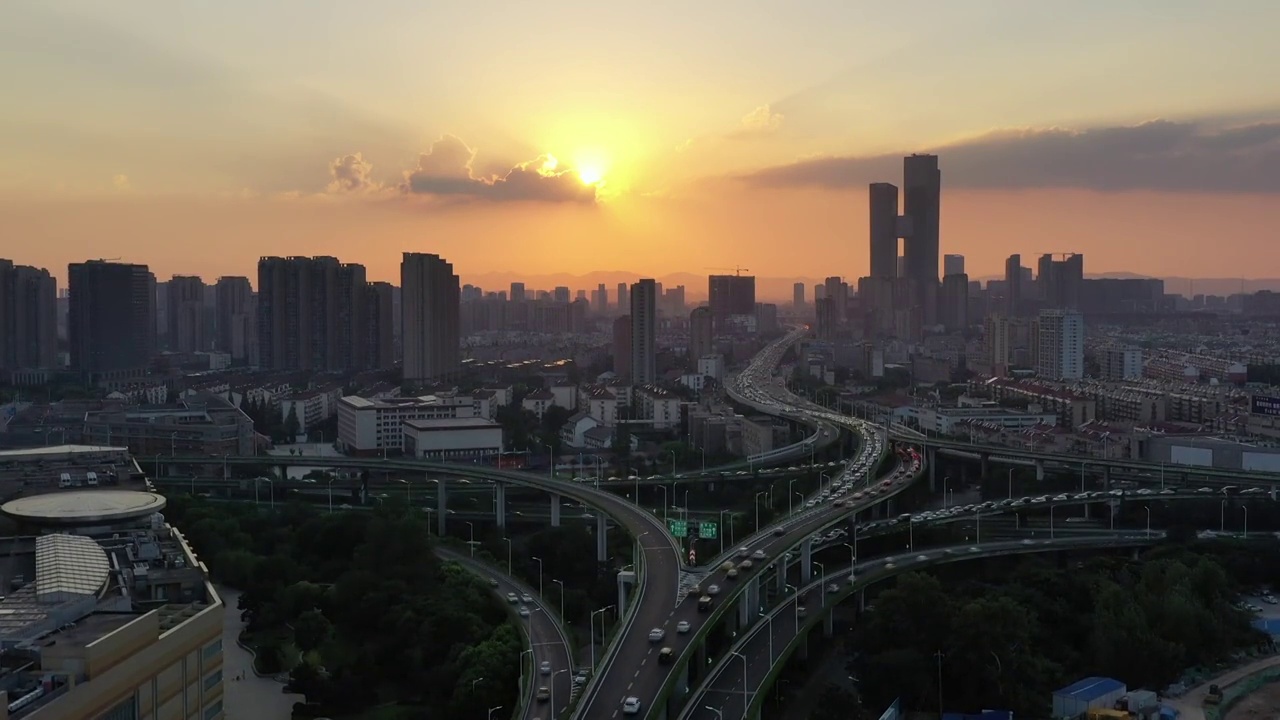 航拍现代都市夜景视频素材