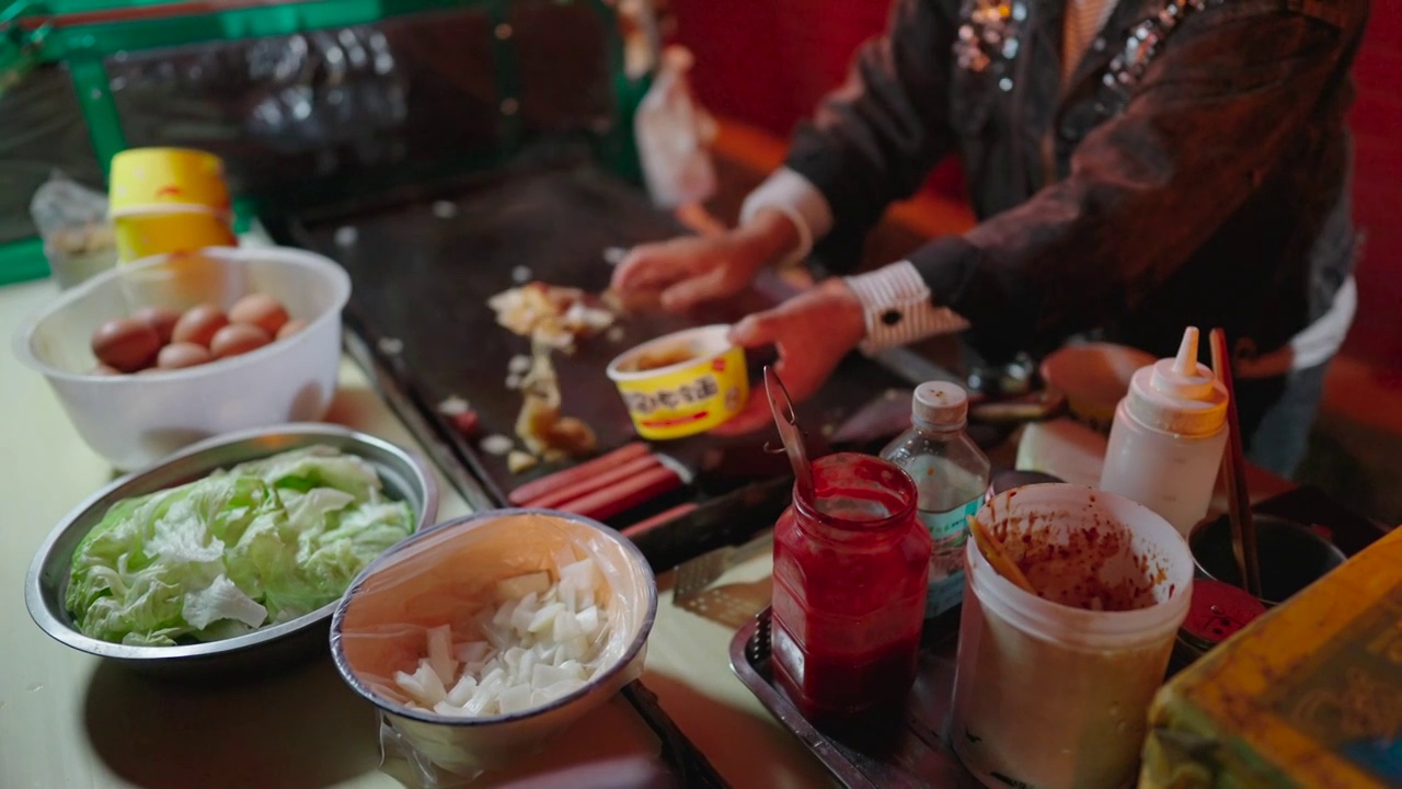 夜市路边摊美食视频素材