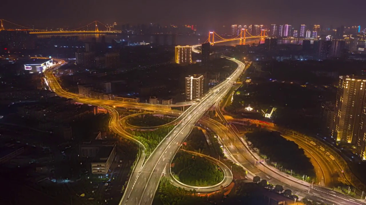 武汉城市航拍夜景延时视频素材