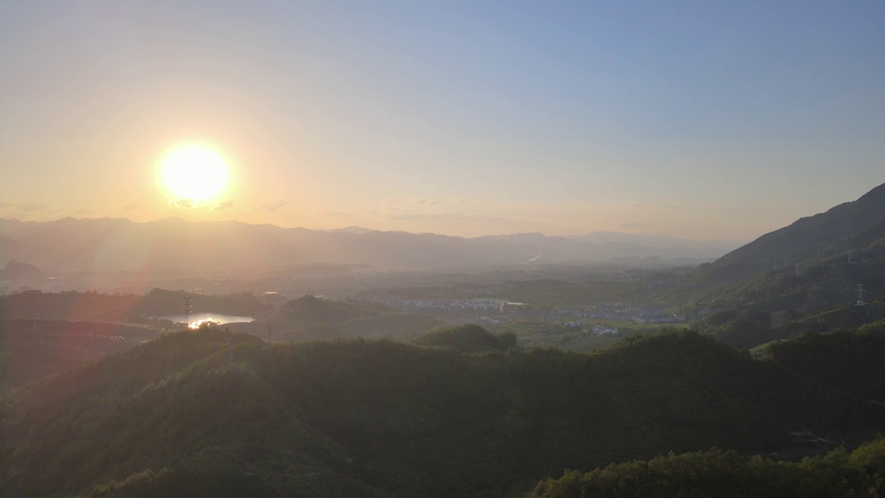 浙江丽水松阳县杨家堂村夕阳风光大疆航拍视频素材