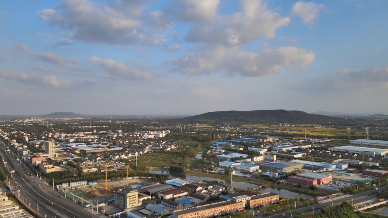 江苏南京六合区城镇市区平原地带大疆航拍视频素材