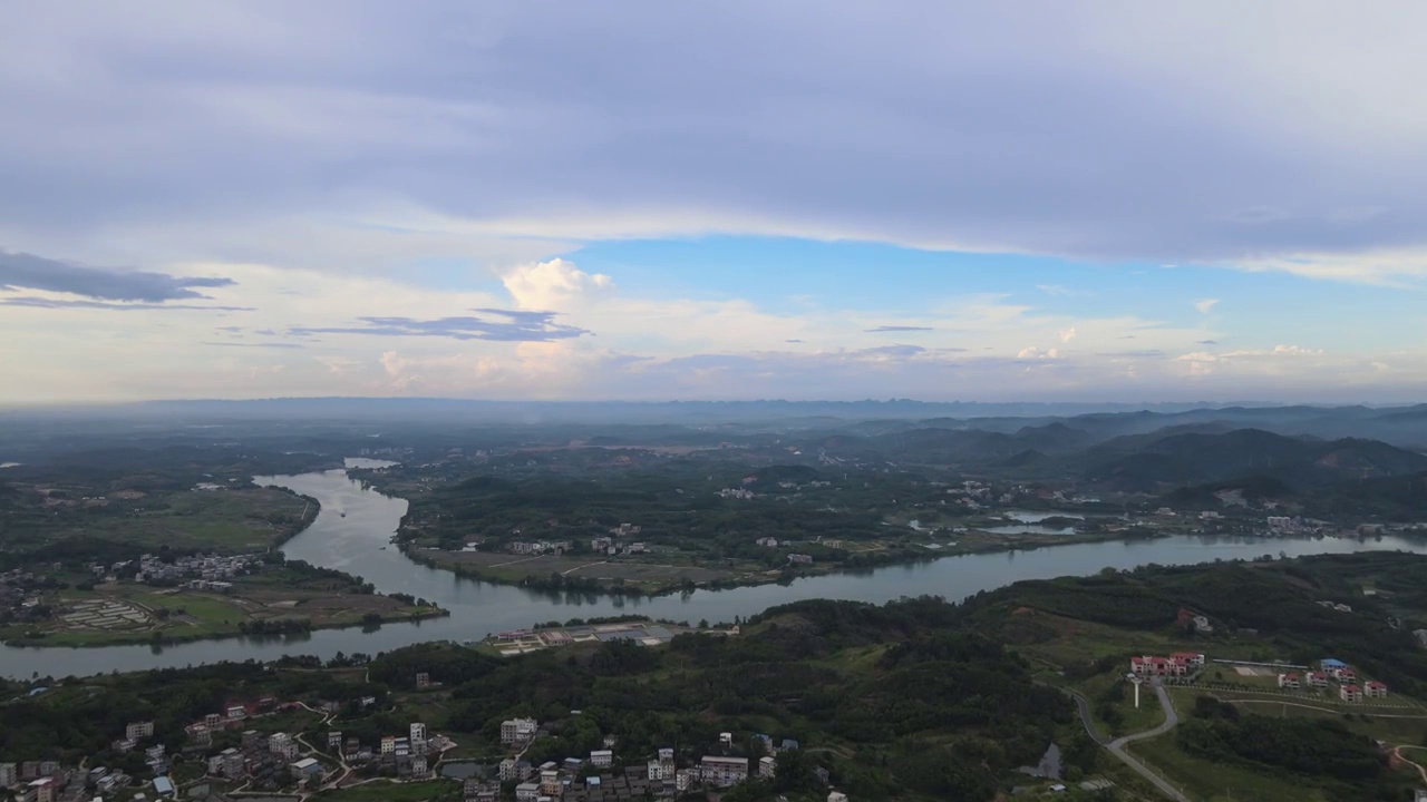 广西南宁老口水利枢纽邕江沿岸风光大疆航拍视频素材