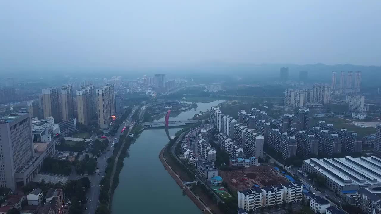 咸宁市咸安区 金泉湾路 咸宁大道 永安阁 淦河  淦河大桥视频素材