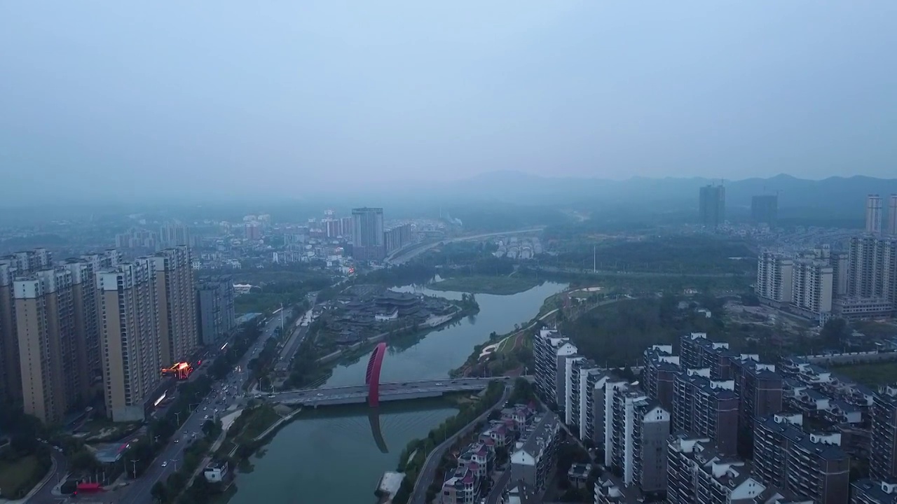 咸宁市咸安区 金泉湾路 咸宁大道 永安阁 淦河  淦河大桥视频素材