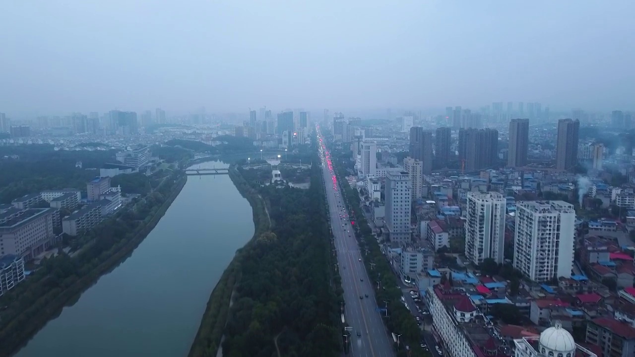 咸宁市咸安区 金泉湾路 咸宁大道 永安阁 淦河  淦河大桥视频素材