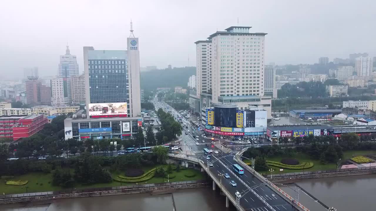 阳泉 城区  桃河 桃北东街 北国商城 滨河新天地视频素材