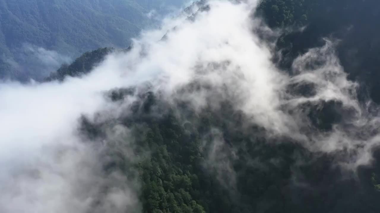 山区大山脉深林云雾缭绕高山顶清晨山村云海视频素材