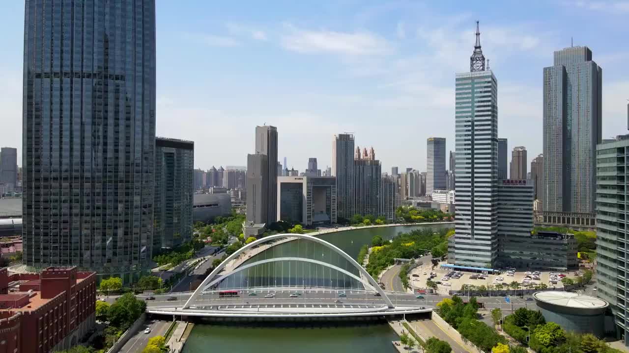 航拍中国天津津湾广场城市建筑视频素材