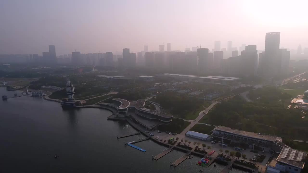 航拍山东日照城市风光视频素材