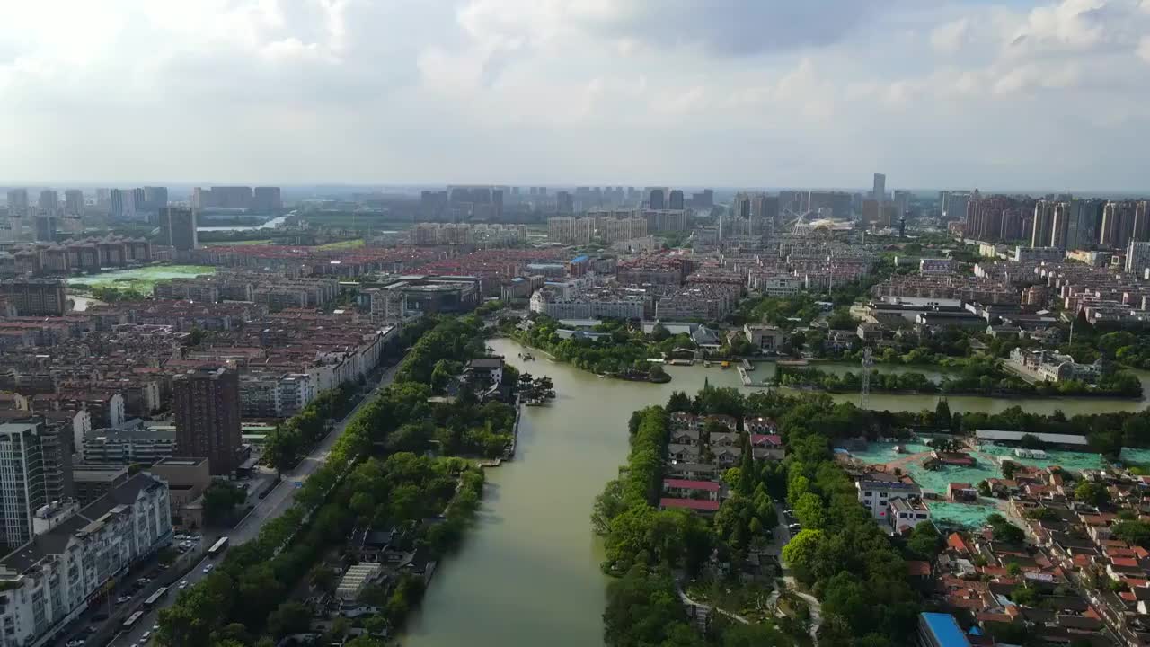 航拍江苏南通城市景观视频素材