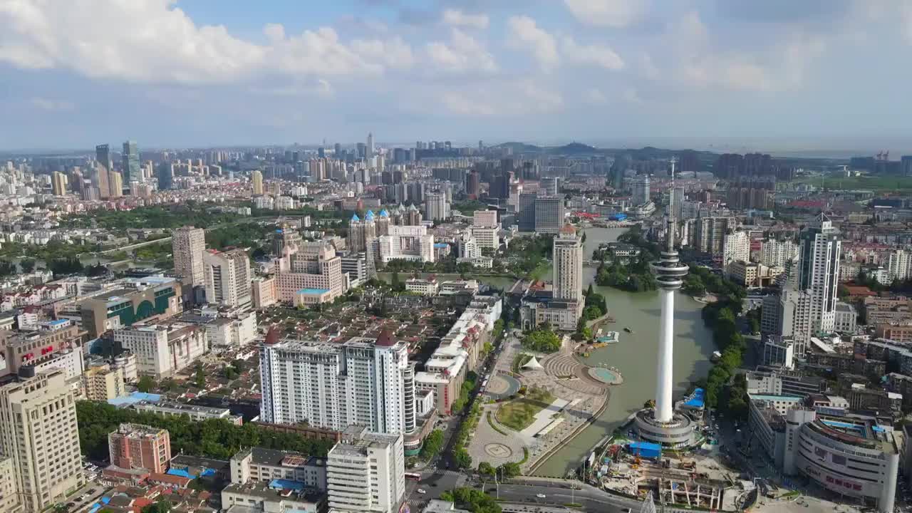 航拍江苏南通城市景观视频素材