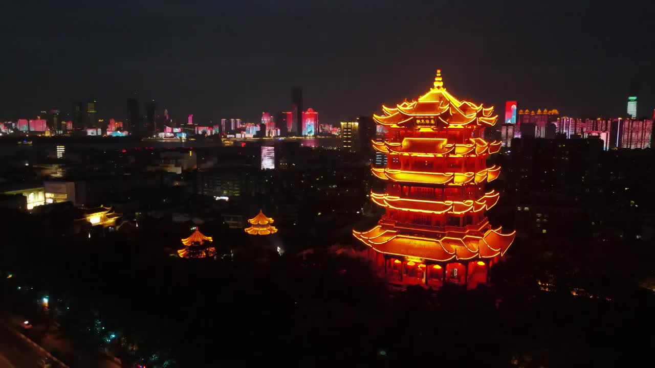 湖北武汉黄鹤楼夜景视频下载