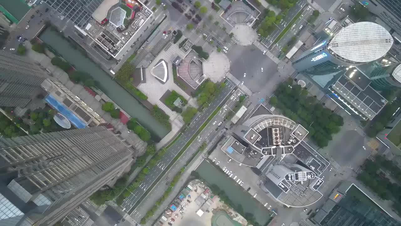 航拍城市道路街道街景视频素材