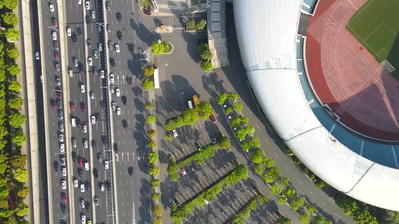 航拍城市道路街道街景视频素材