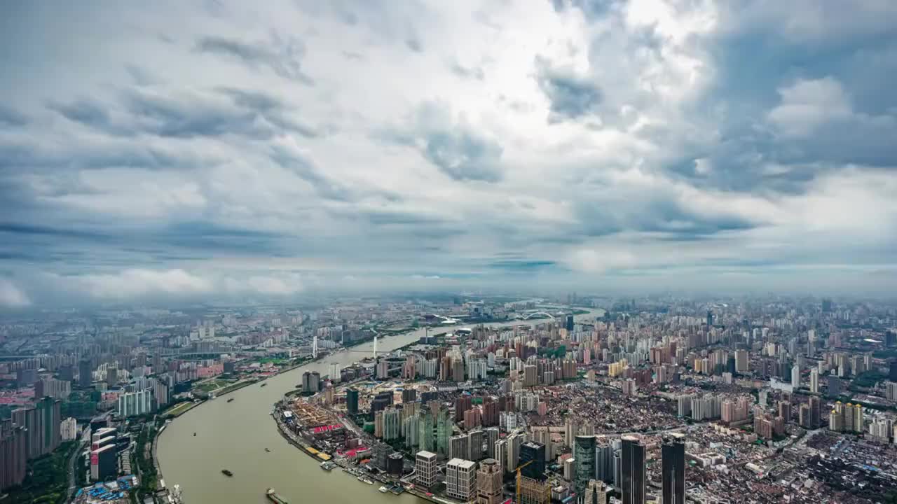 上海城市风光全景4k延时视频视频素材