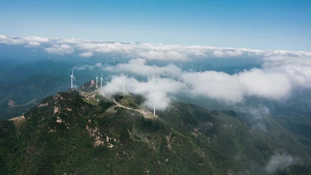 4k航拍风电机云海延时视频素材