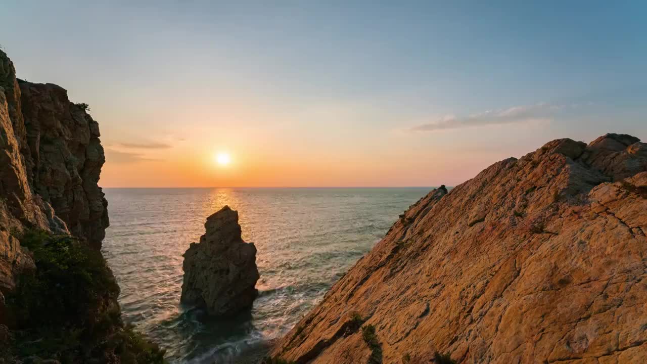 大連排石日落视频素材