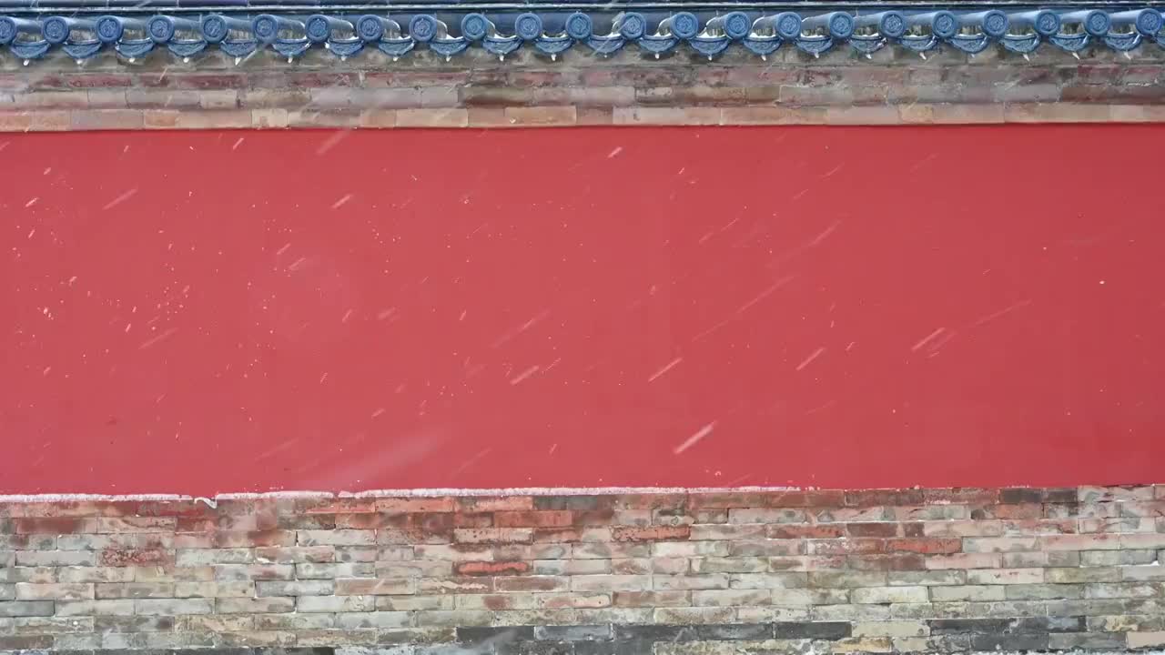 北京天坛祈年殿红墙初雪视频素材