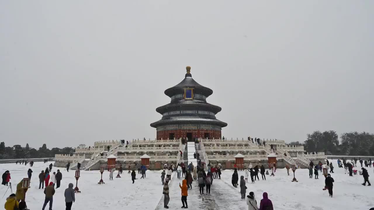 北京天坛祈年殿初雪视频素材