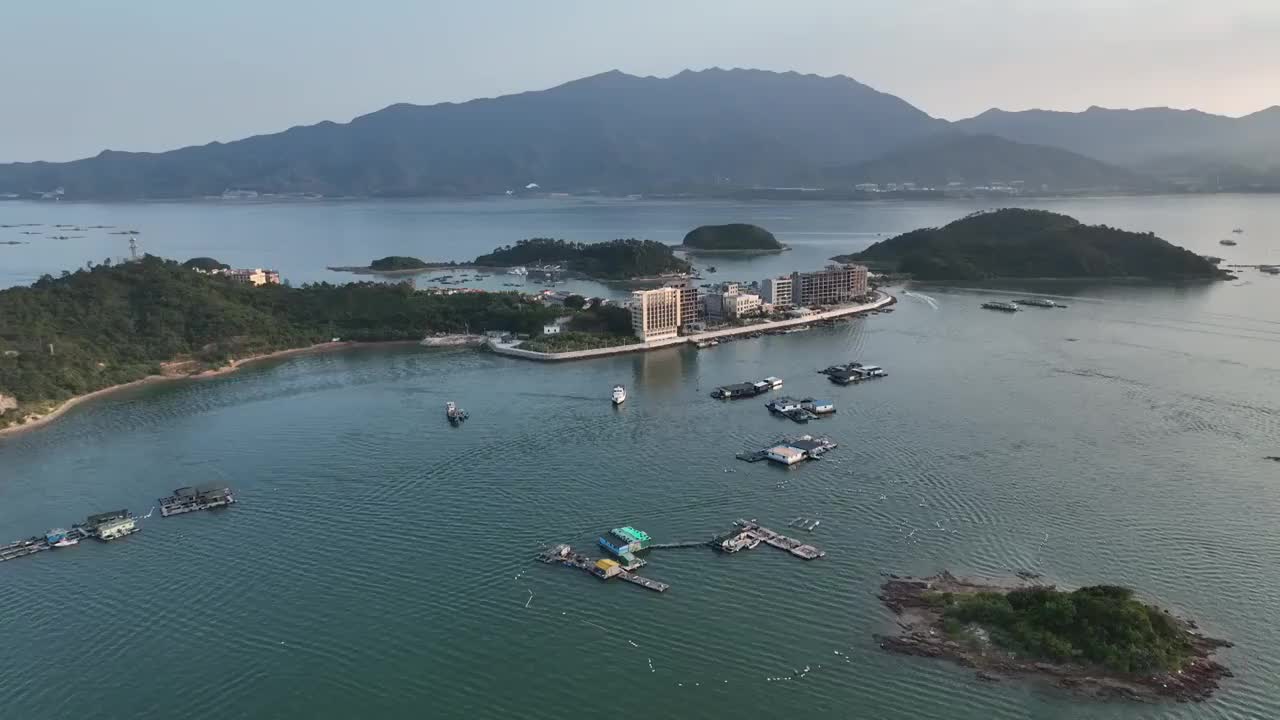 广东省惠州市大亚湾澳头小桂湾东升岛航拍视频素材