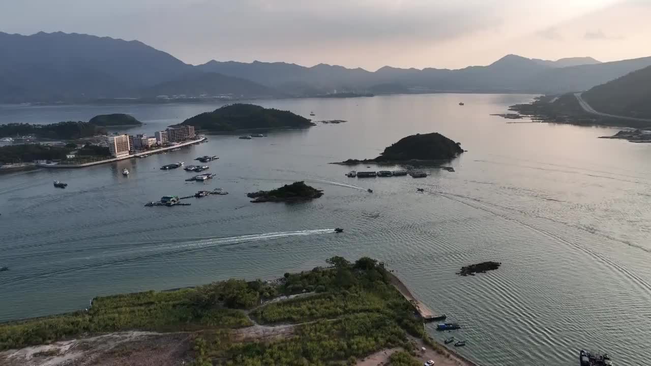 广东省惠州市大亚湾澳头小桂湾东升岛航拍视频素材