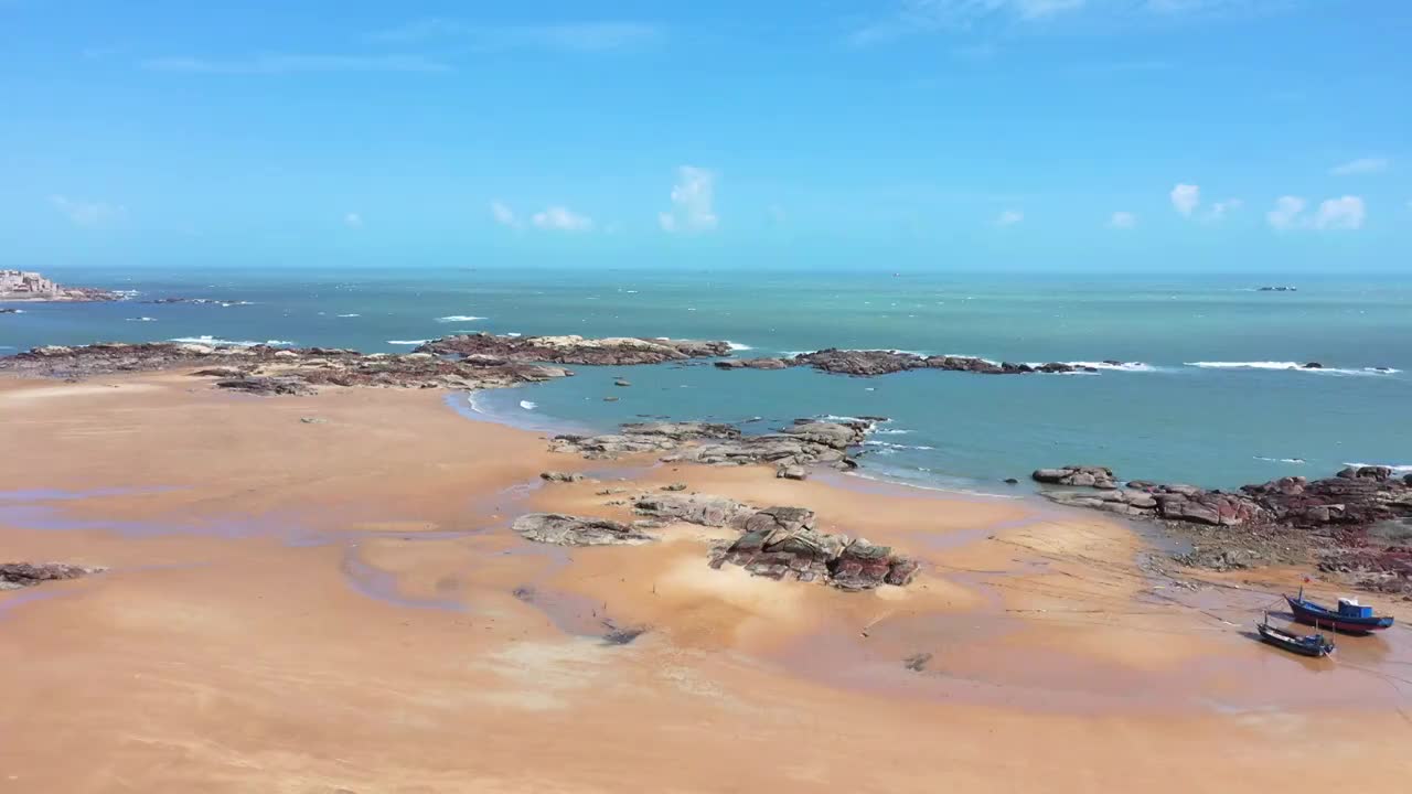 福建晋江自在海海岸线视频素材