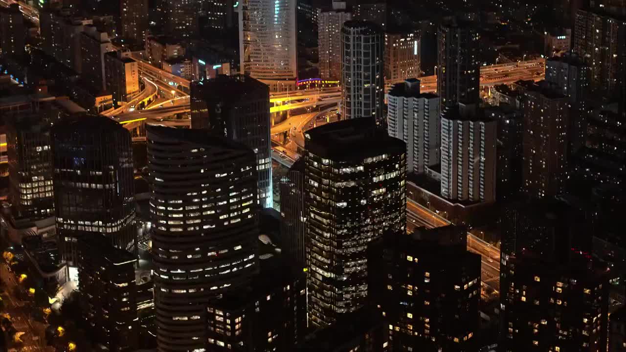 航拍上海鲁班路立交桥夜景视频素材