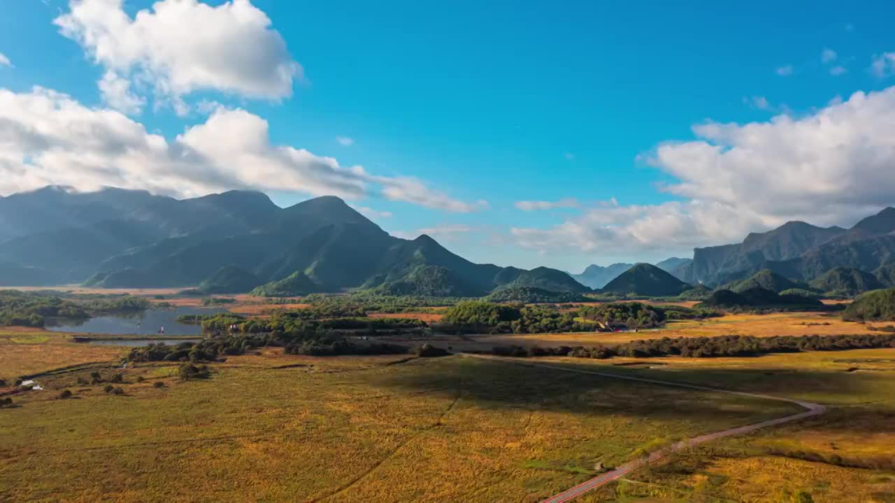 神农架大九湖景区航拍延时摄影视频素材