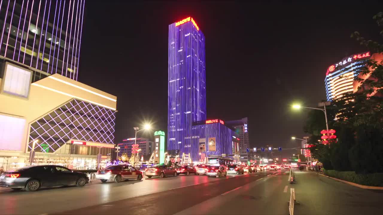 保定市 竞秀区 朝阳北大街 万博广场 竞秀公园 夜景人民广场视频素材