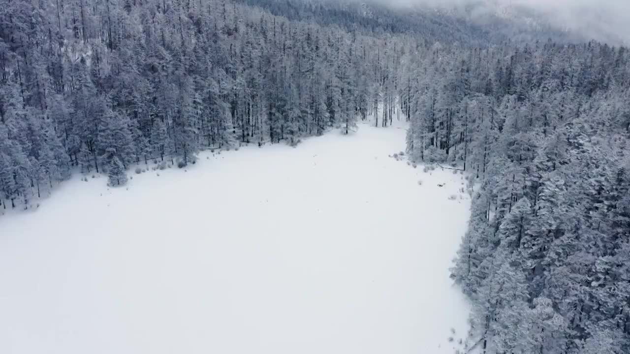 云南丽江玉龙雪山航拍雪景视频素材